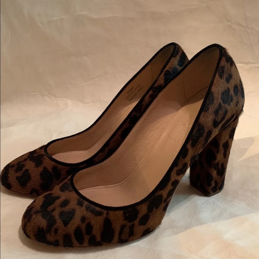 J.Crew Collection Etta Leopard Calf Hair Block Heels